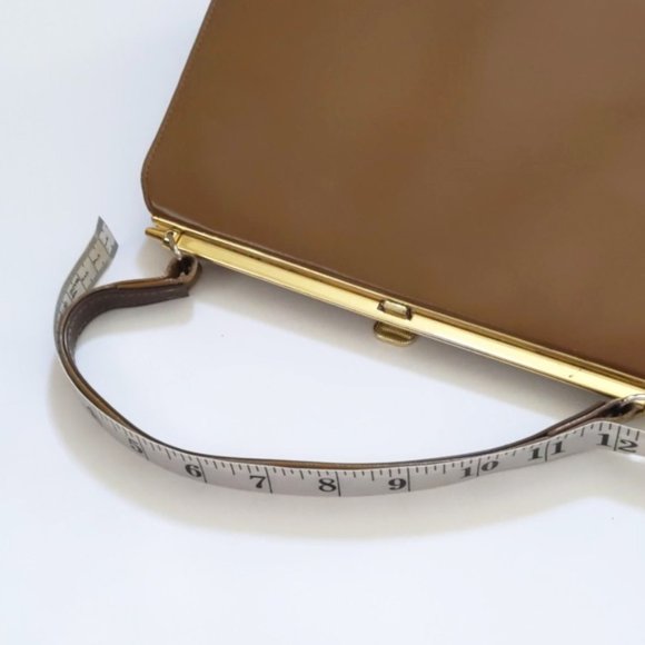 Vintage 60s style handbag brown with gold accents - Picture 6 of 8